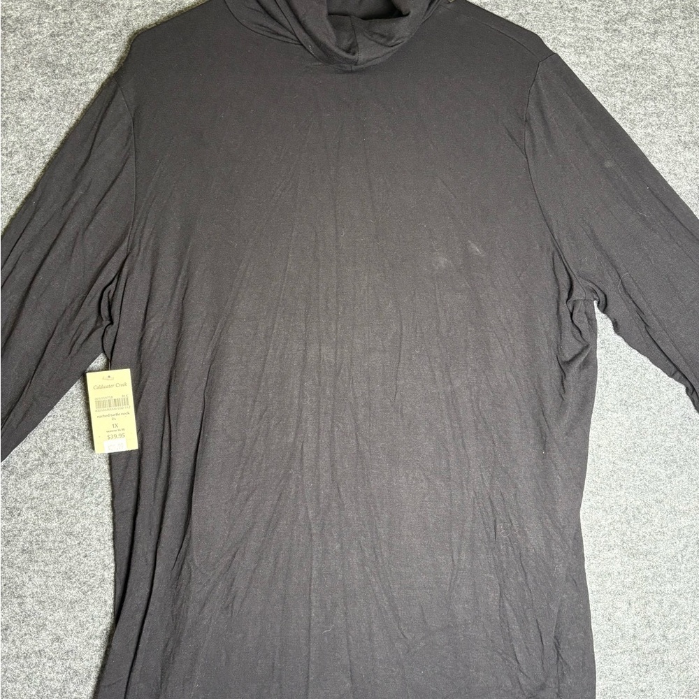 Woman’s Coldwater Creek Classic Black Turtleneck Long Sleeve Shirt Size 16W-18W